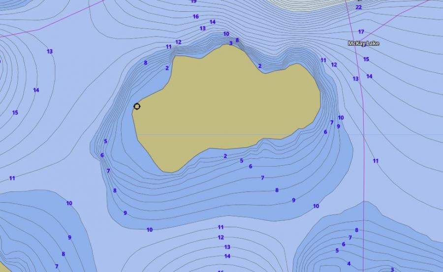Contour Map of McKay Lake around Lovell Island