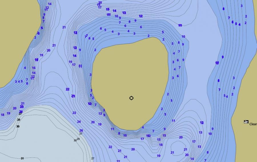 Contour Map of Clear Lake around Round Island