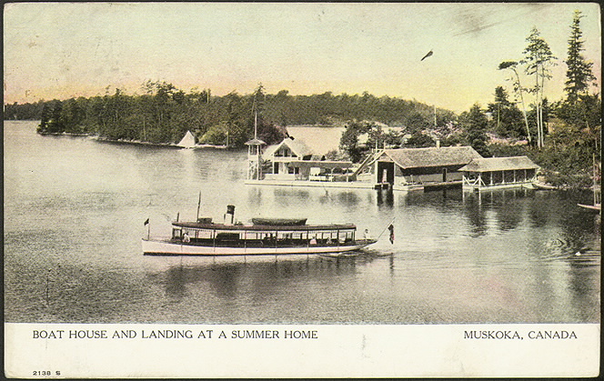 Boat house and landing at a summer home, Muskoka