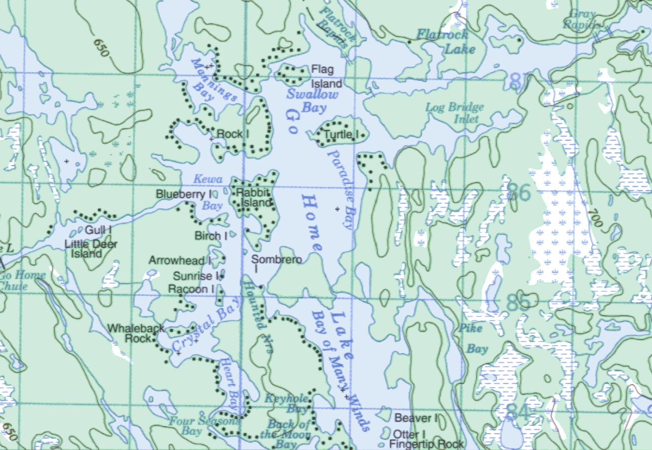 Topographical Map of Go Home Lake -  - Muskoka