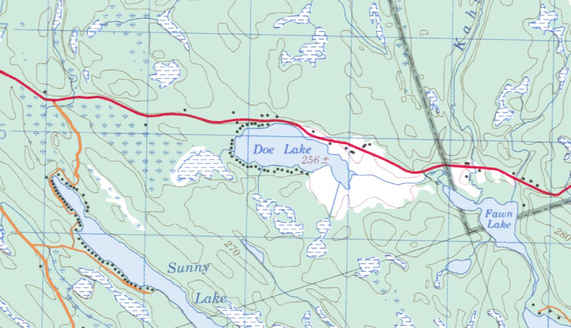 Topographical Map of Doe Lake -  - Muskoka