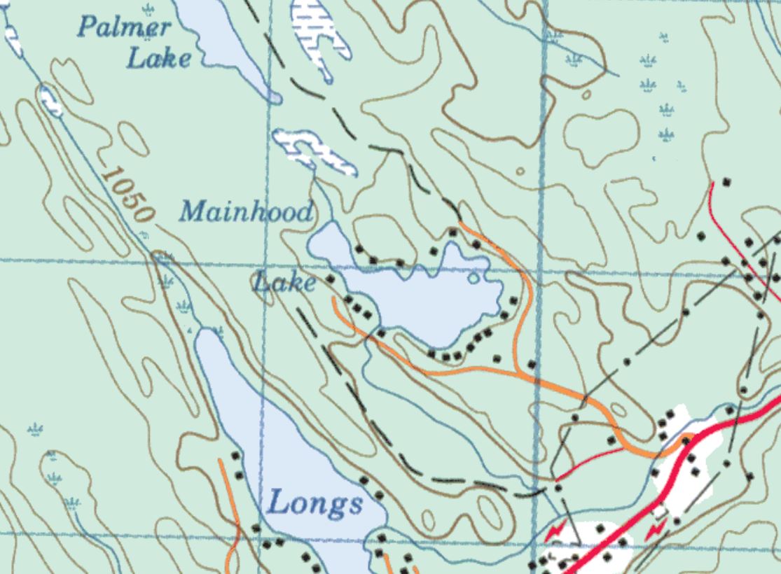 Topographical Map of Mainhood Lake -  - Muskoka
