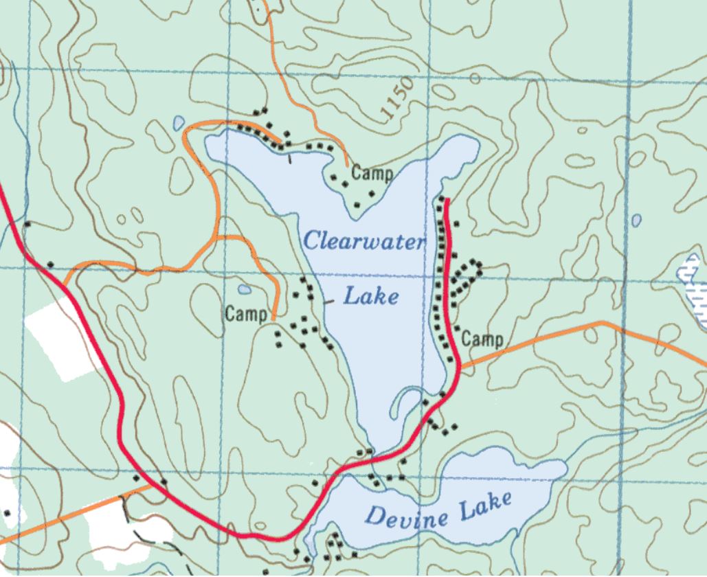 Topographical Map of Clearwater Lake -  - Muskoka