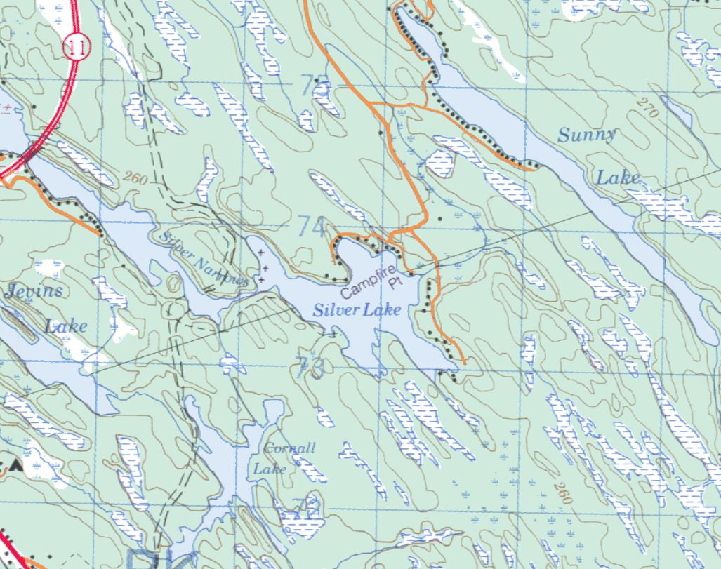 Topographical Map of Silver Lake -  - Muskoka