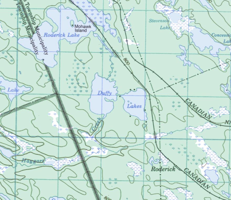 Topographical Map of Duffy Lake -  - Muskoka