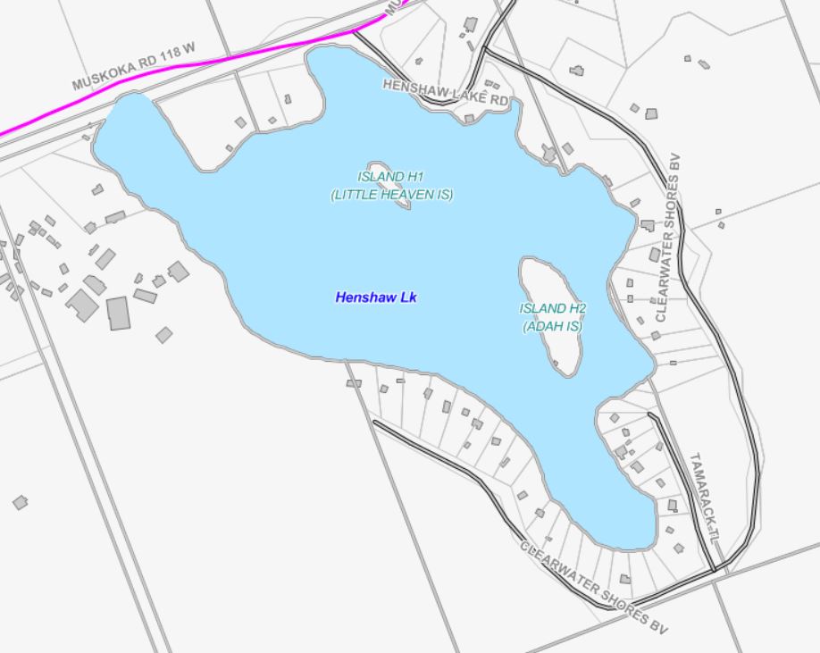Cadastral Map of Henshaw Lake -  - Muskoka