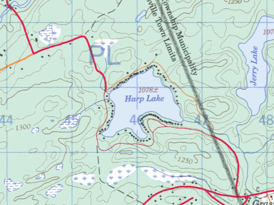 Topographical Map of Harp Lake -  - Muskoka