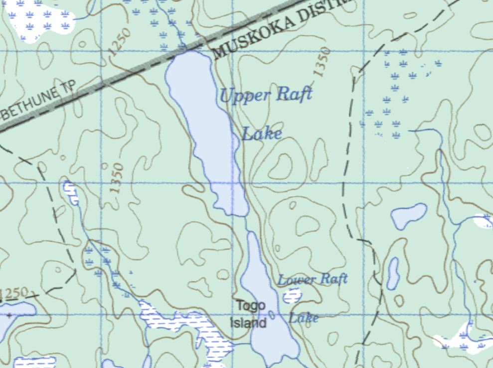 Topographical Map of Upper Raft Lake -  - Muskoka