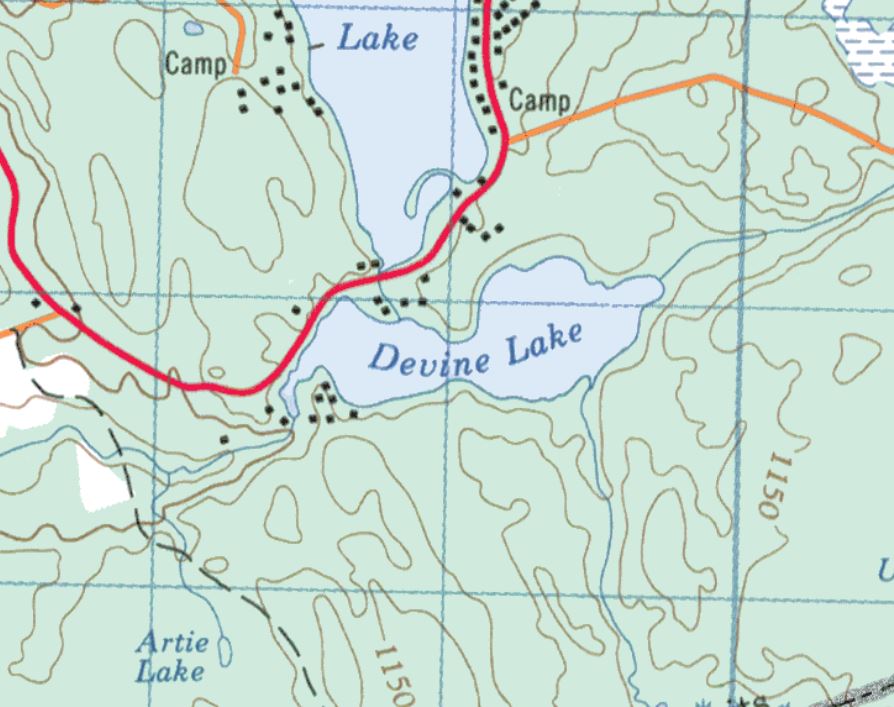 Topographical Map of Devine Lake -  - Muskoka