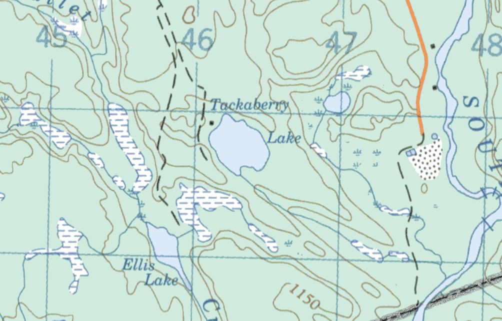 Topographical Map of Tackaberry Lake -  - Muskoka