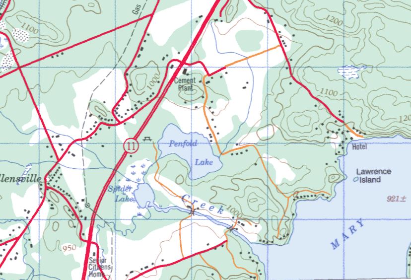 Topographical Map of Penfold Lake -  - Muskoka