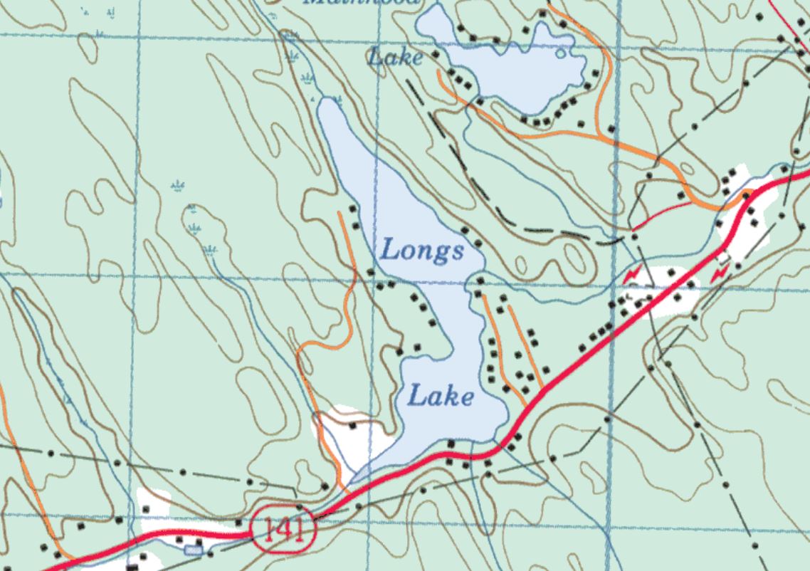 Topographical Map of Longs Lake -  - Muskoka