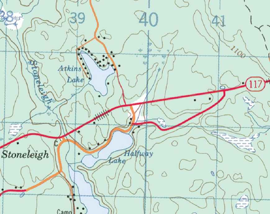 Topographical Map Atkins Lake - Atkins Lake - Muskoka