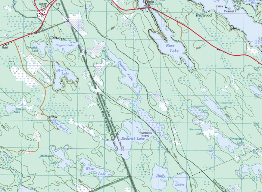 Topographical map of Cassidy Lake - Cassidy Lake - Muskoka