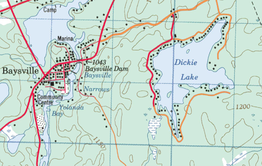 Dickie Lake Topographical Map - Dickie Lake - Muskoka