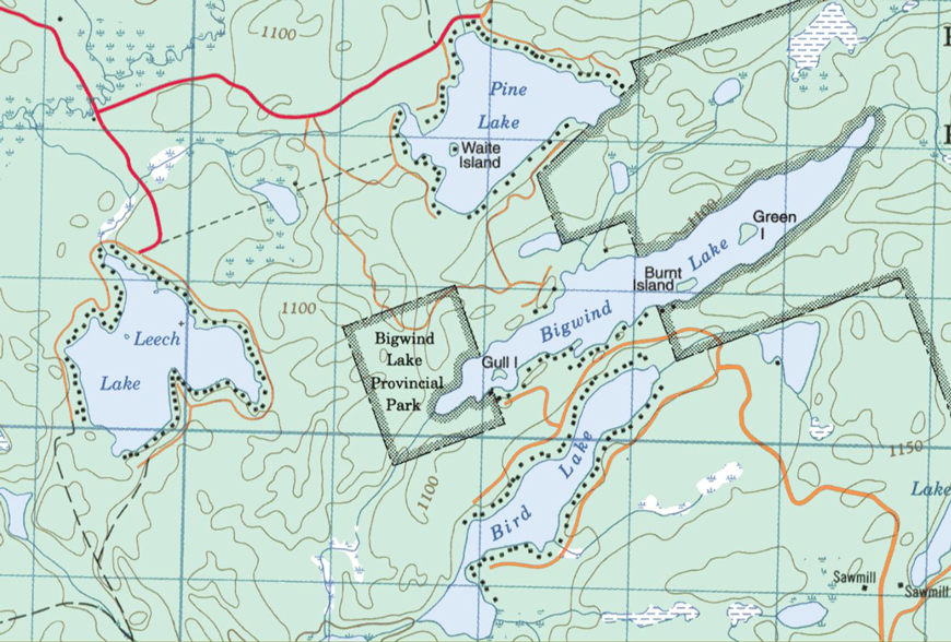 Topographical map of Leech Lake - Leech Lake - Muskoka