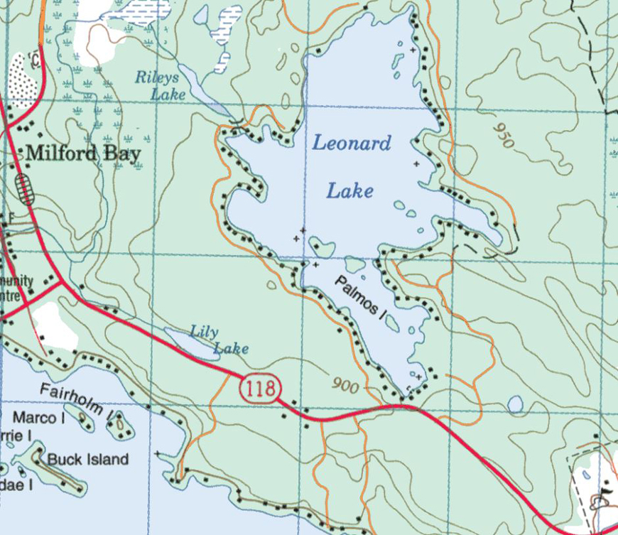 Topographical Map of Leonard Lake - Leonard Lake - Muskoka