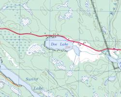Topographical Map of Doe Lake