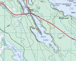 Topographical Map of Bass Lake