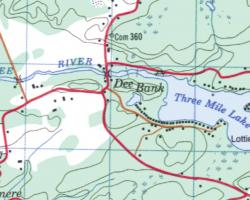 Topographical Map of Three Mile Lake