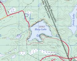 Topographical Map of Harp Lake