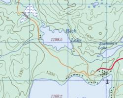 Topographical Map of Heck Lake