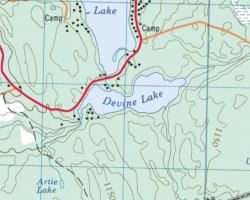 Topographical Map of Devine Lake