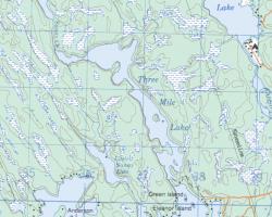 Topographical Map of Three Mile Lake