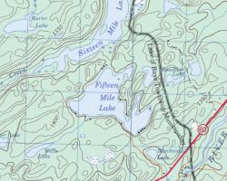 Topographical Map of Fifteen Mile Lake