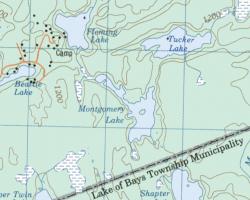 Topographical Map of Montgomery Lake