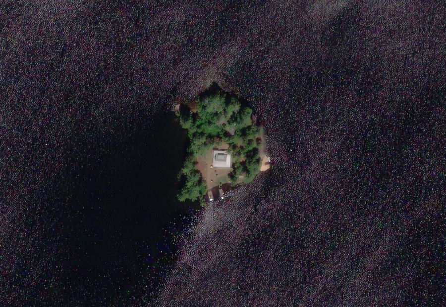 Aerial Map of Evergreen Island Island on Wood Lake