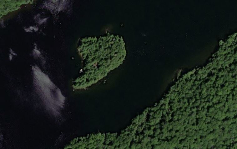 Aerial Map of Green Island Island on Bigwind Lake