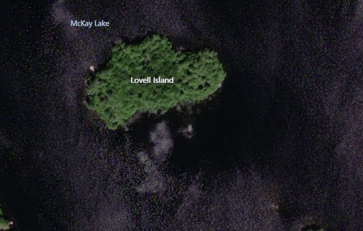 Aerial Map of Lovell Island Island on McKay Lake