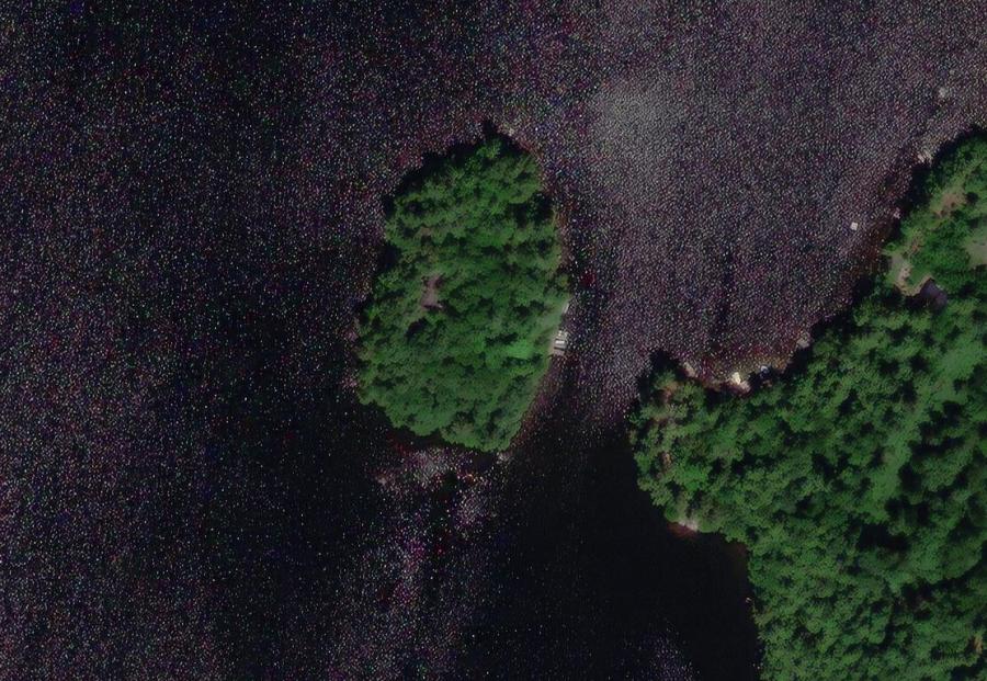 Aerial Map of Oak Island Island on Wood Lake