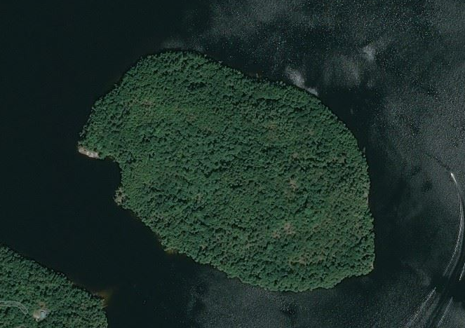 Aerial Map of Rock Island Island on Lake Vernon