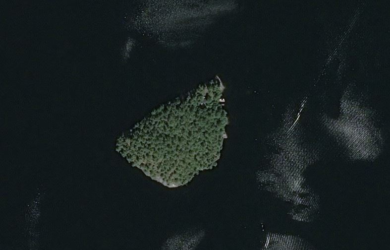 Aerial Map of Rocky Island Island on Mary Lake