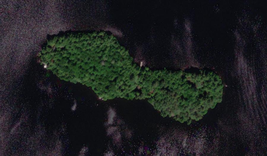 Aerial Map of Stuart Island Island on Wood Lake
