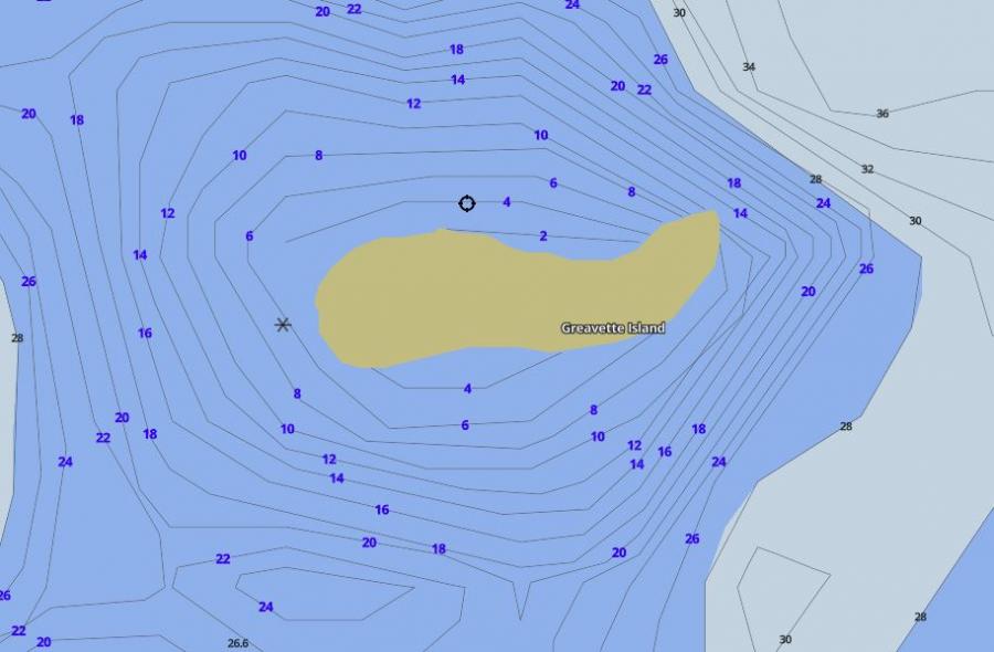 Contour Map of Lake Muskoka around Greavette Island Island