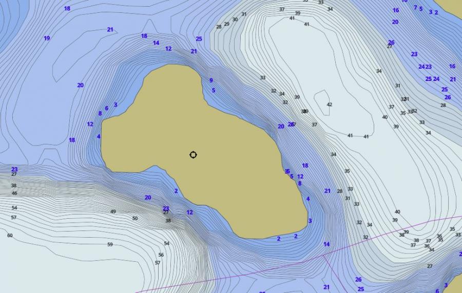 Contour Map of Prospect Lake around Halbusal Island  Island
