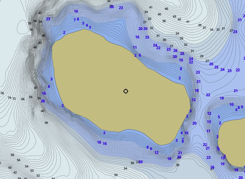 Contour Map of Clear Lake around Mickle Island Island