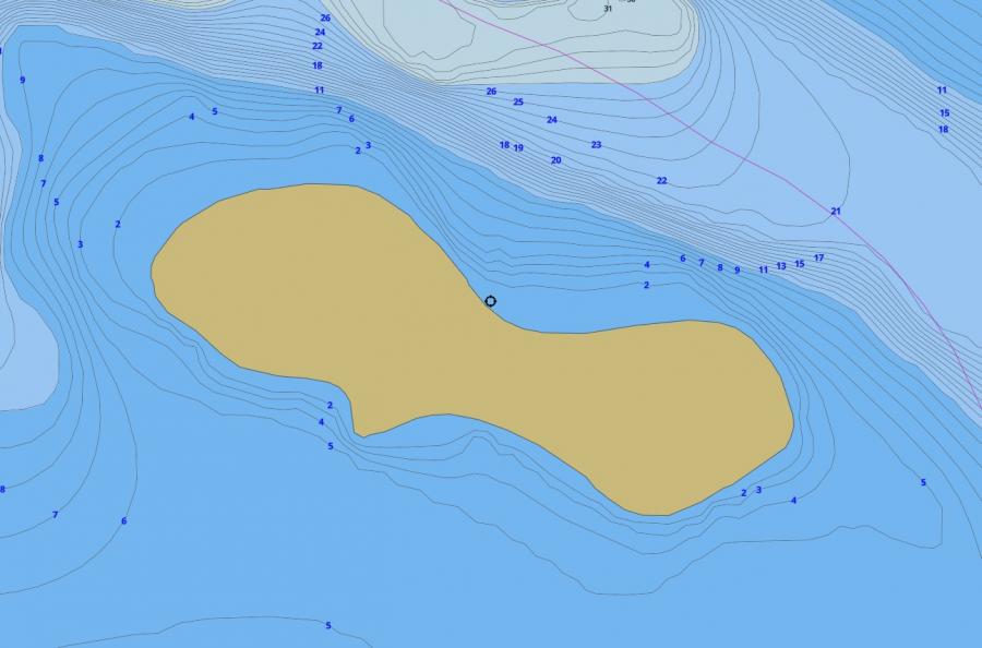Contour Map of Wood Lake around Stuart Island Island