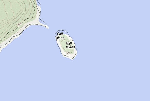 Topographical Map of Gall Island Island on Mary Lake