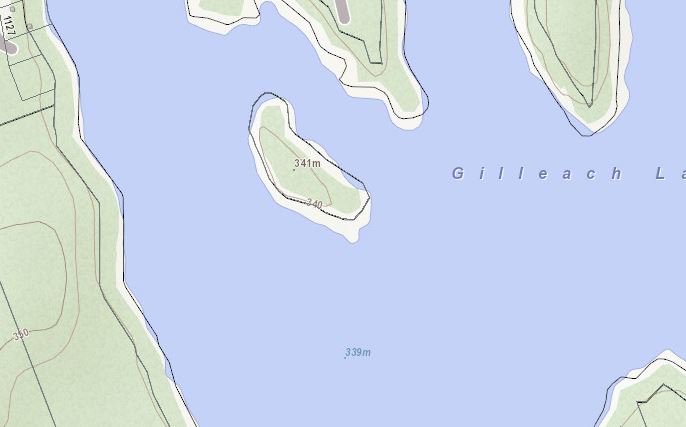 Topographical Map of Macaulay Island on Gilleach Lake