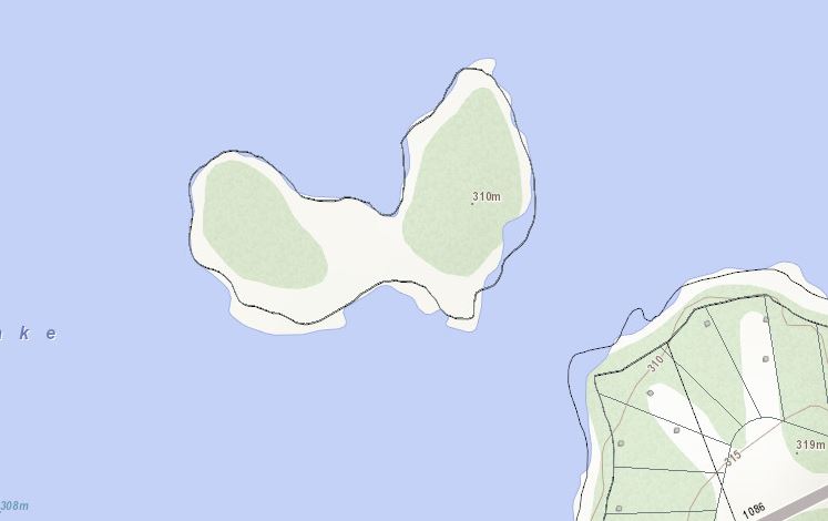 Topographical Map of Macaulay Island on Healey Lake