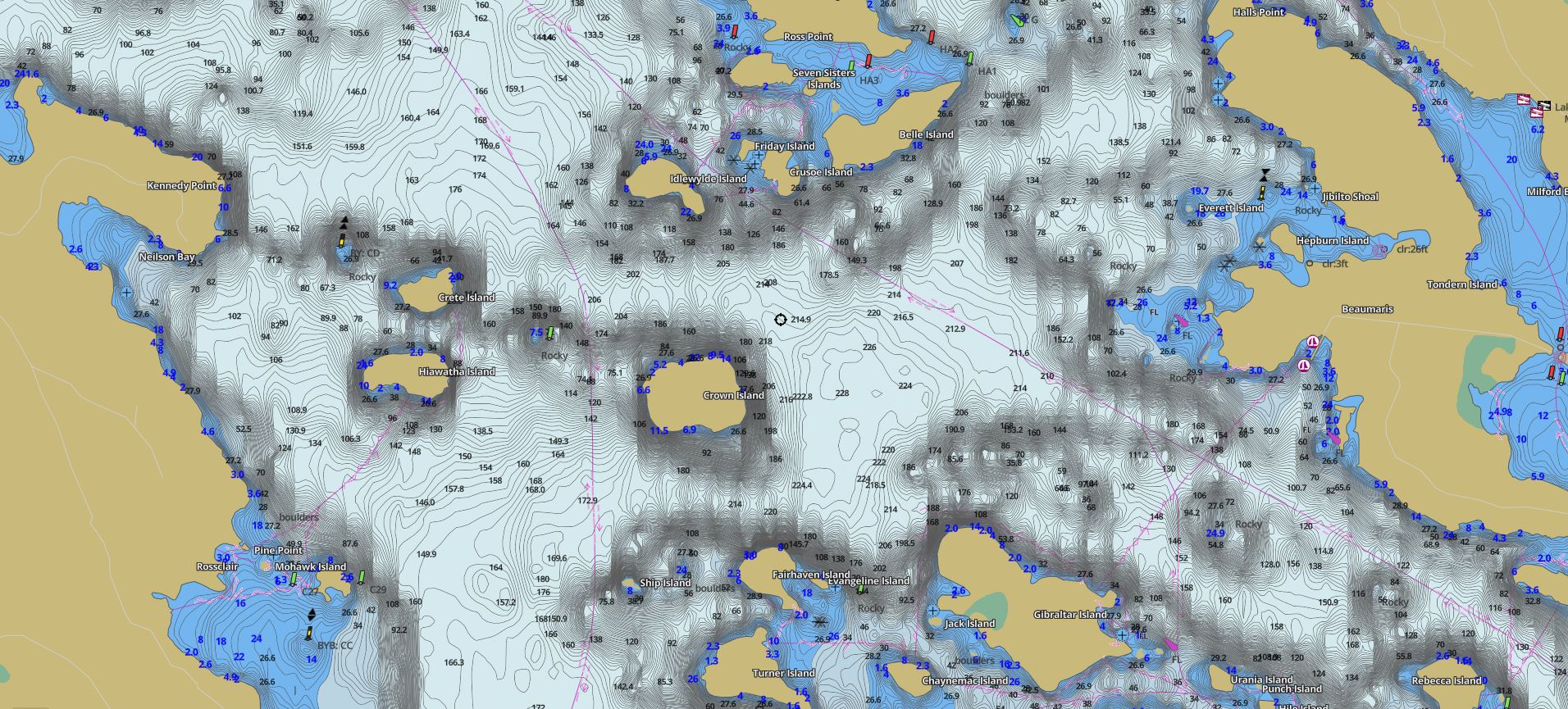 Lake Muskoka Contour Map 651