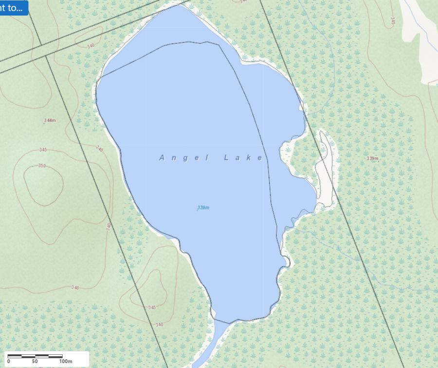 Topographical Map of Angel Lake in Municipality of Lake of Bays and the District of Muskoka