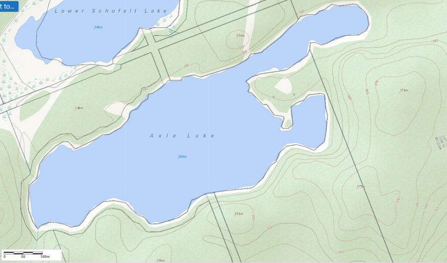 Topographical Map of Axle Lake in Municipality of Lake of Bays and the District of Muskoka