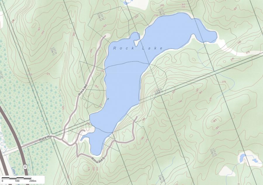 Topographical Map of Bing Lake in Municipality of Huntsville and the District of Muskoka