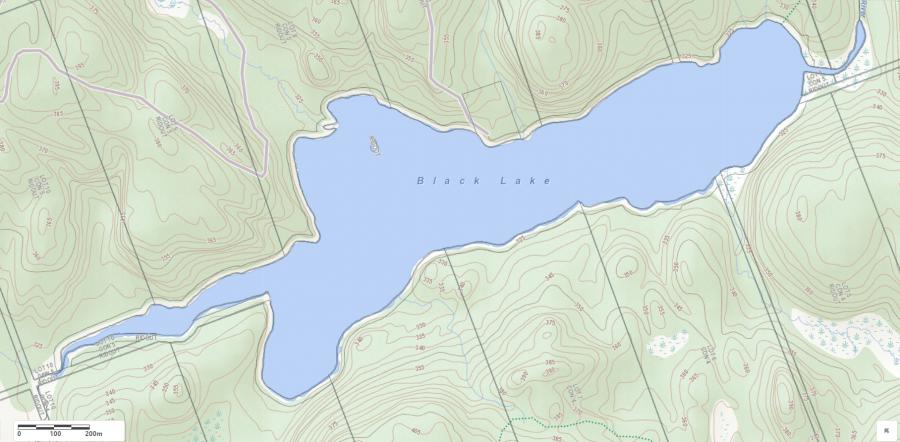 Topographical Map of Black Lake in Municipality of Lake of Bays and the District of Muskoka