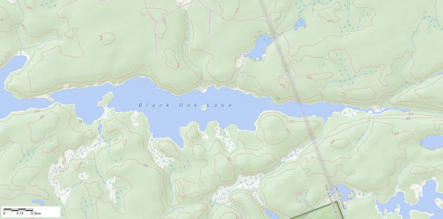 Topographical Map of Black Oak Lake in Municipality of Archipelago and the District of Parry Sound